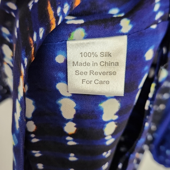 Parker Blue Surplice 100% Silk Long Sleeve Summer Mini Dress Dressy Party blue - Picture 12 of 13